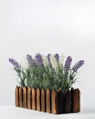 21cm Lavender Silk Flower  in Wooden Planter Potted Flowers&Plants YeahFlower is one of Chinese leading OEM manufacturers and exporters , supplying the silk flowers, wholesale artificial trees 21cm Lavender Silk Flower  in Wooden Planter
