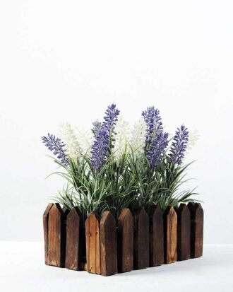 22cm Lavender Silk Flower  in Wooden Planter Potted Flowers&Plants YeahFlower is one of Chinese leading OEM manufacturers and exporters , supplying the silk flowers, wholesale artificial trees 22cm Lavender Silk Flower  in Wooden Planter