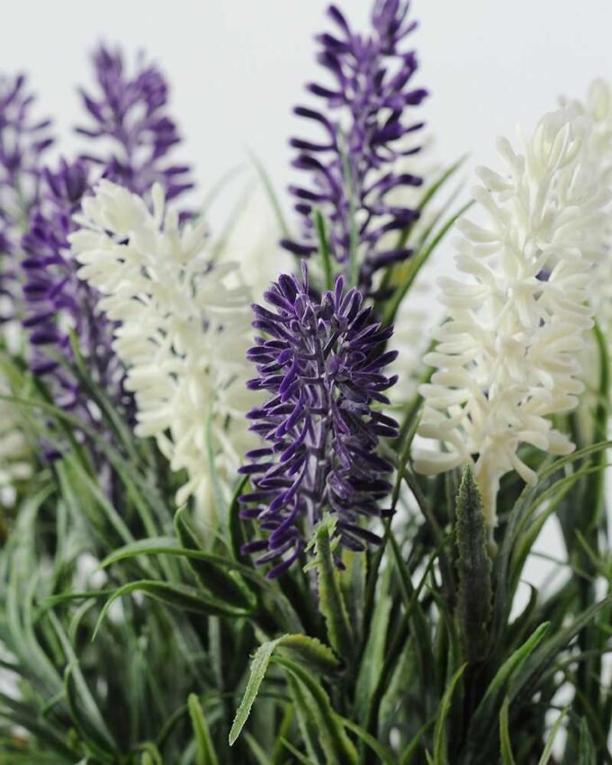 22cm Lavender Silk Flower  in Wooden Planter 2 22cm Lavender Silk Flower  in Wooden Planter