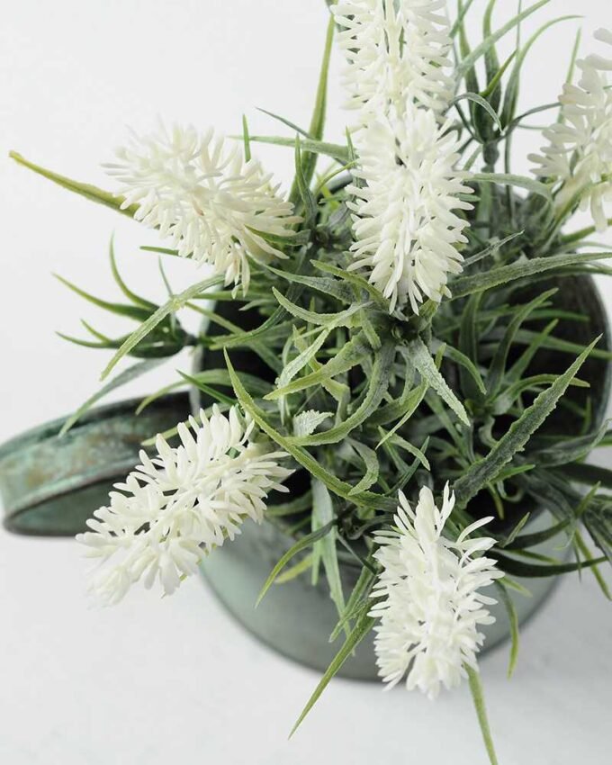 26cm Lavender Silk Flower in Metal Jug 3 26cm Lavender Silk Flower in Metal Jug