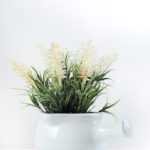 9 Heads Lavender Silk Flower  in Ceramic pot
