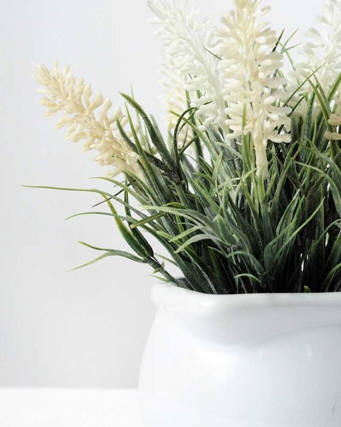 9 Heads Lavender Silk Flower  in Ceramic pot 3 9 Heads Lavender Silk Flower  in Ceramic pot