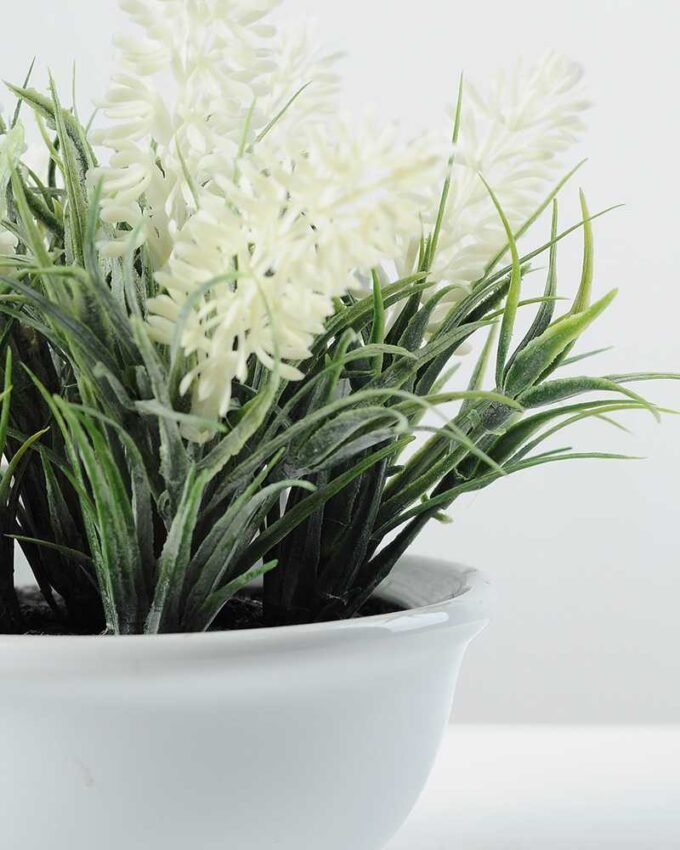 7 Heads Lavender Silk Flower  in Ceramic pot 3 7 Heads Lavender Silk Flower  in Ceramic pot