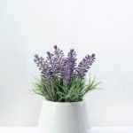 7 Heads Reality  Lavender Silk Flower  in Ceramic pot