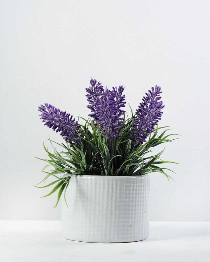 15cm Lavender Silk Flower  in Ceramic pot 1 15cm Lavender Silk Flower  in Ceramic pot