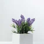 6 Heads Lavender Silk Flower  in Ceramic pot