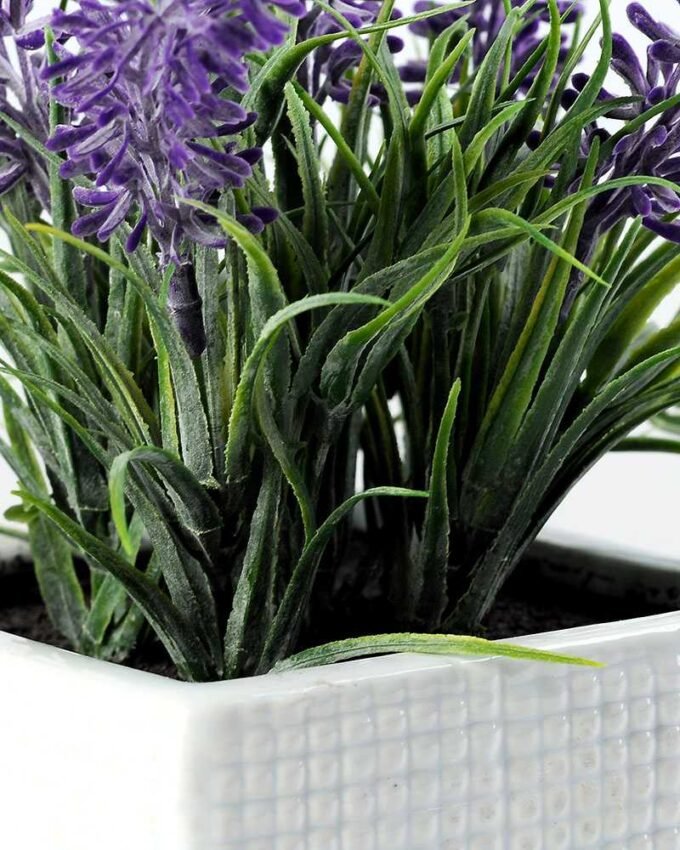6 Heads Lavender Silk Flower  in Ceramic pot