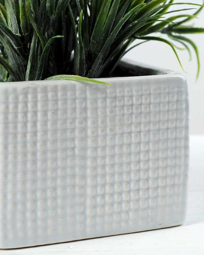 6 Heads Lavender Silk Flower  in Ceramic pot