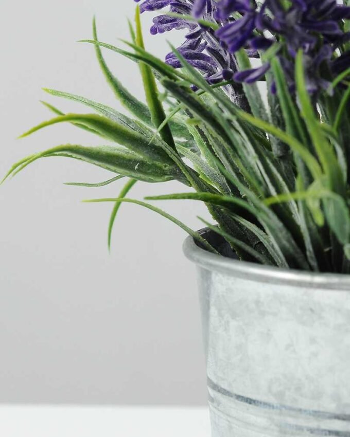 25cm Lavender Silk Flower  in Metal pot 3 25cm Lavender Silk Flower  in Metal pot