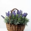 28 Heads Lavender Silk Flower  in Basket 1 28 Heads Lavender Silk Flower  in Basket