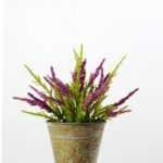 21cm Lavender Silk Flower  in Metal Pot