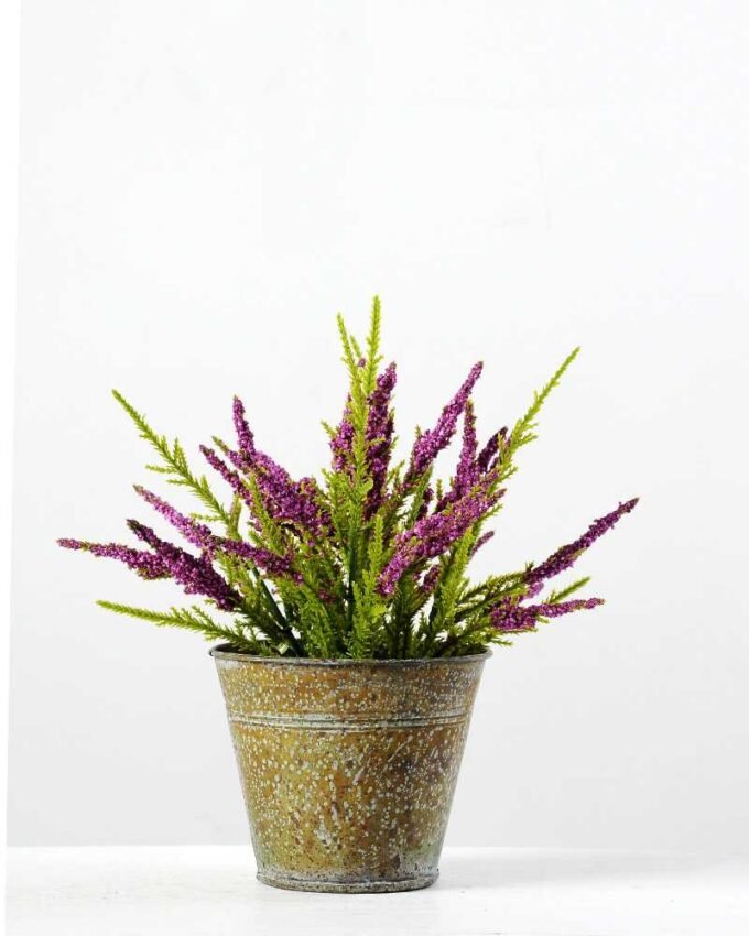 21cm Lavender Silk Flower  in Metal Pot 1 21cm Lavender Silk Flower  in Metal Pot