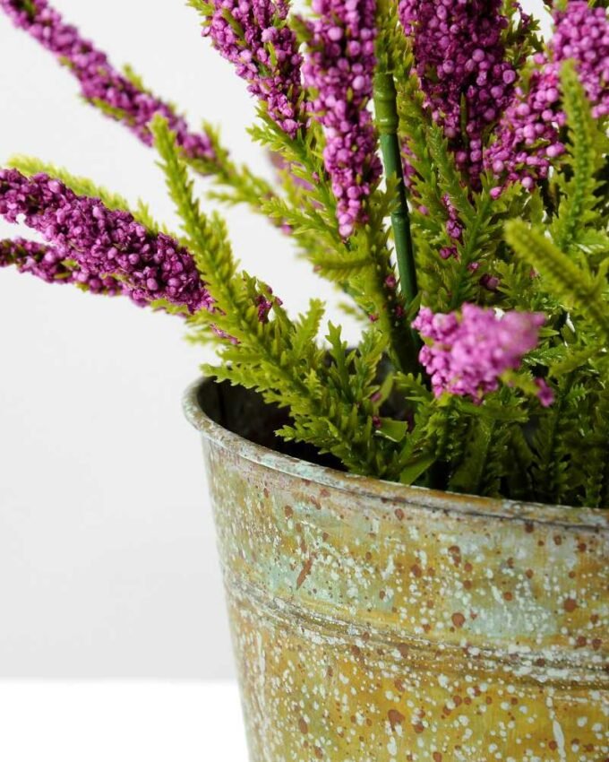 21cm Lavender Silk Flower  in Metal Pot 3 21cm Lavender Silk Flower  in Metal Pot