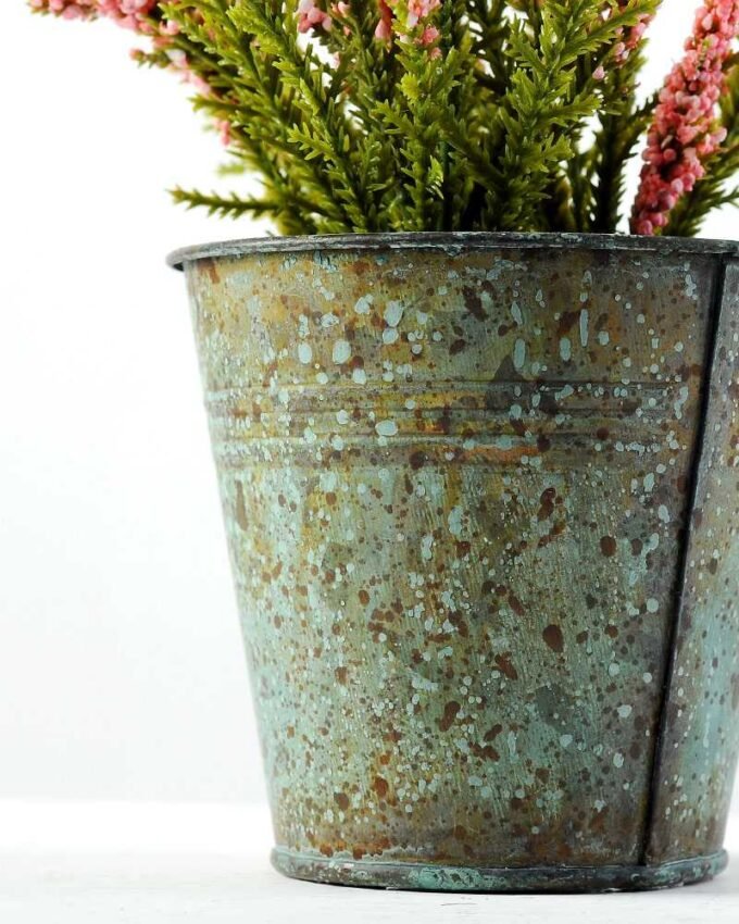 16cm Lavender Silk Flower  in Metal Pot 4 16cm Lavender Silk Flower  in Metal Pot