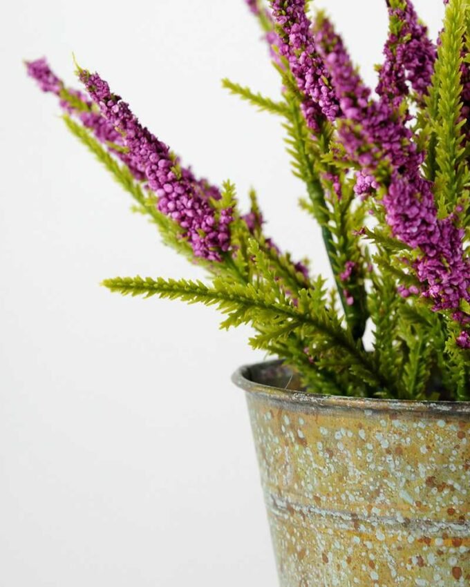 16cm Lavender Silk Flower  in Metal Pot 6 16cm Lavender Silk Flower  in Metal Pot