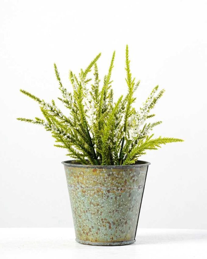 16cm Lavender Silk Flower  in Metal Pot 9 16cm Lavender Silk Flower  in Metal Pot