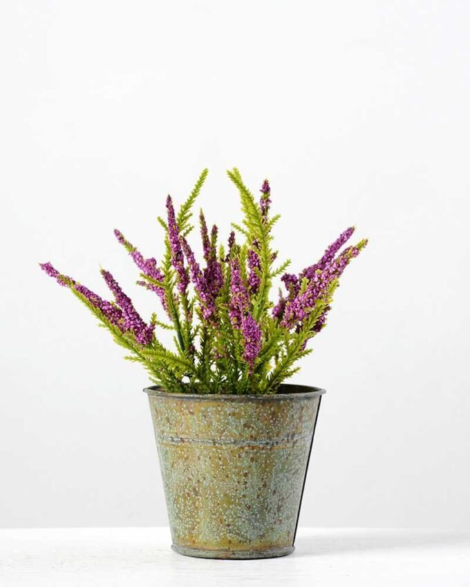 16cm Lavender Silk Flower  in Metal Pot 10 16cm Lavender Silk Flower  in Metal Pot