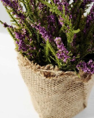 25cm Lavender Silk Flower  in Burlap wrap Potted Flowers&Plants YeahFlower is one of Chinese leading OEM manufacturers and exporters , supplying the silk flowers, wholesale artificial trees 25cm Lavender Silk Flower  in Burlap wrap