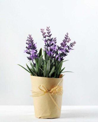 20cm Lavender Silk Flower  in Paper wrap pot