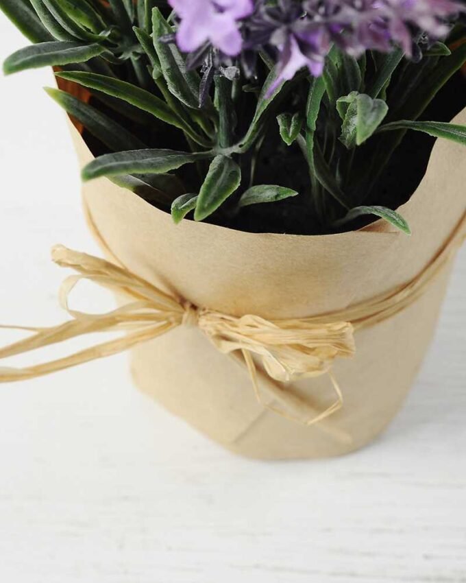 20cm Lavender Silk Flower  in Paper wrap pot