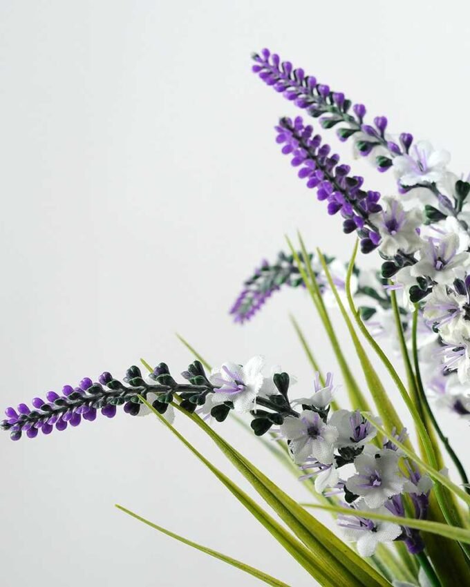 34cm Lavender Silk Flower  in Cement Pot