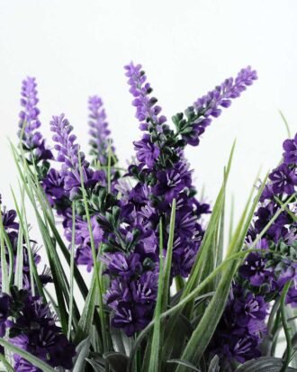 20cm Lavender Silk Flower  in Cement Pot