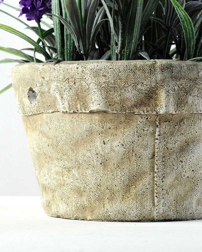 20cm Lavender Silk Flower  in Cement Pot