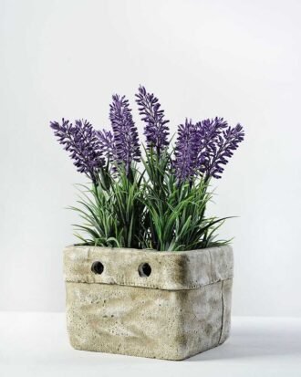 50cm Lavender Silk Flower  in Cement Pot