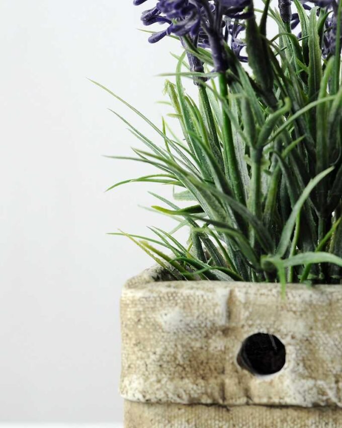 50cm Lavender Silk Flower  in Cement Pot