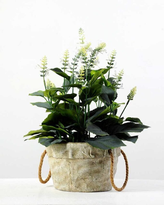 36cm Lavender Silk Flower  in Paper Pulp pot