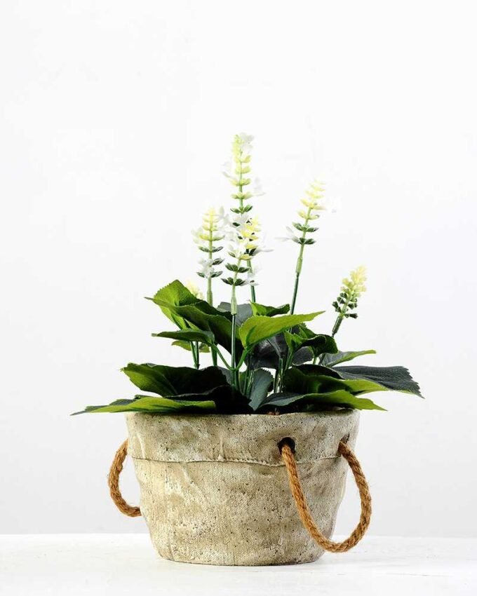28cm Lavender Silk Flower  in Paper Pulp pot