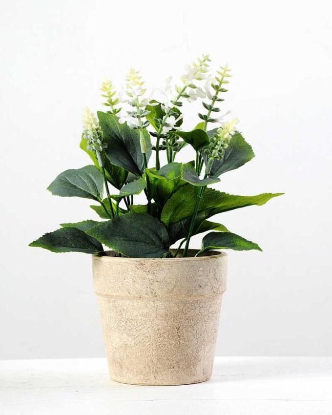 25cm Lavender Silk Flower  in Paper Pulp pot