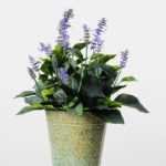 41cm Lavender Silk Flower  in Metal Watering Can
