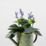 29cm Lavender Silk Flower  in Metal Watering Can