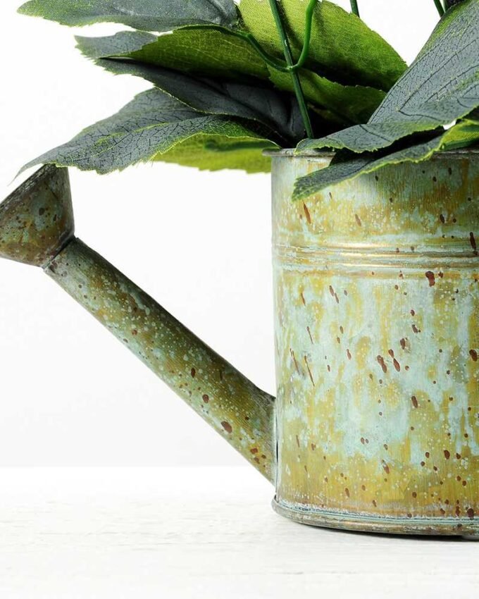 29cm Lavender Silk Flower  in Metal Watering Can 5 29cm Lavender Silk Flower  in Metal Watering Can