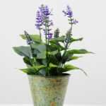26cm Lavender Silk Flower  in Metal Pot