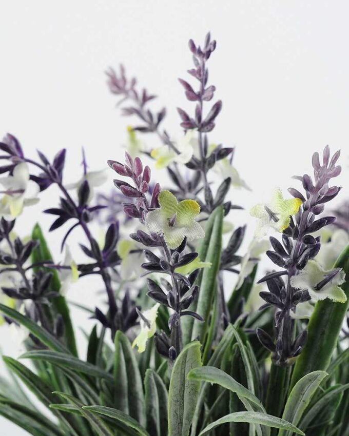 13 Heads Lavender Silk Flower  in Metal Pot