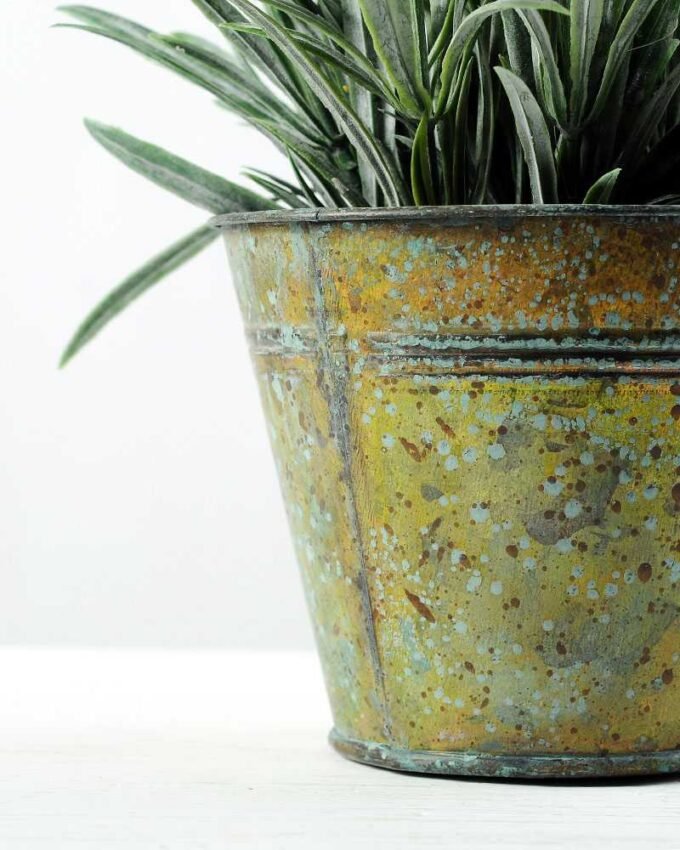 13 Heads Lavender Silk Flower  in Metal Pot