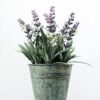 9 Head Lavender Silk Flower  in Metal Pot