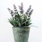 9 Head Lavender Silk Flower  in Metal Pot