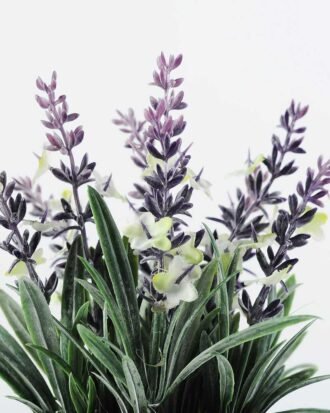 9 Head Lavender Silk Flower  in Metal Pot