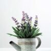 15cm Lavender Silk Flower  in Metal Watering Can 1 15cm Lavender Silk Flower  in Metal Watering Can