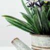 15cm Lavender Silk Flower  in Metal Watering Can 4 15cm Lavender Silk Flower  in Metal Watering Can