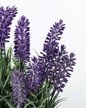 27cm Lavender Silk Flower  in Metal Jug