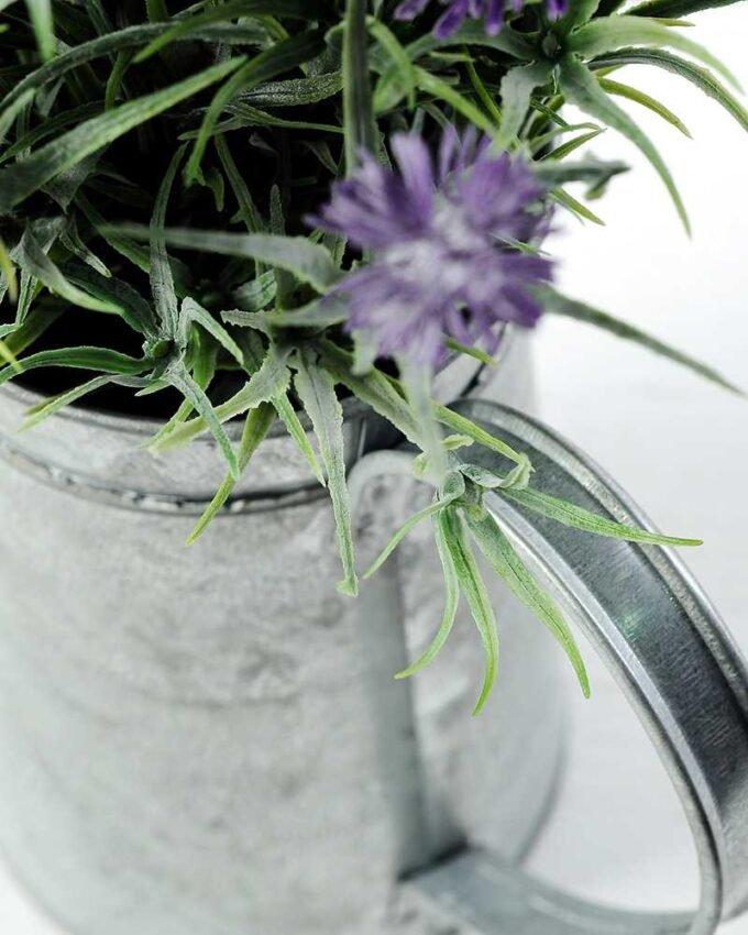 27cm Lavender Silk Flower  in Metal Jug