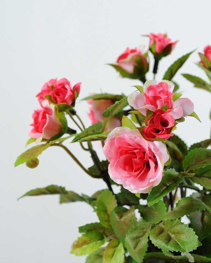 19cm Mini Rose And Berry Silk Flower  in Ceramic jug 2 19cm Mini Rose And Berry Silk Flower  in Ceramic jug