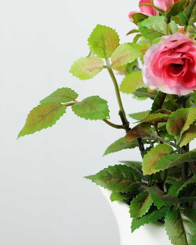 19cm Mini Rose And Berry Silk Flower  in Ceramic jug 3 19cm Mini Rose And Berry Silk Flower  in Ceramic jug