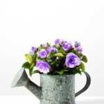 13cm Mini Rose And Berry Silk Flower  in Metal Pot
