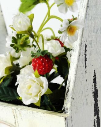22cm Mini Rose And Berry With Wood Planter Silk Flower Arrangement Potted Flowers&Plants YeahFlower is one of Chinese leading OEM manufacturers and exporters , supplying the silk flowers, wholesale artificial trees 22cm Mini Rose And Berry With Wood Planter Silk Flower Arrangement