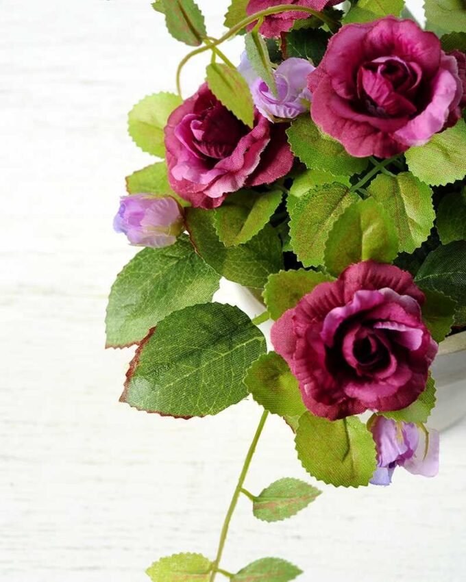 20cm Mini Rose Silk Flower  in Paper Pulp pot